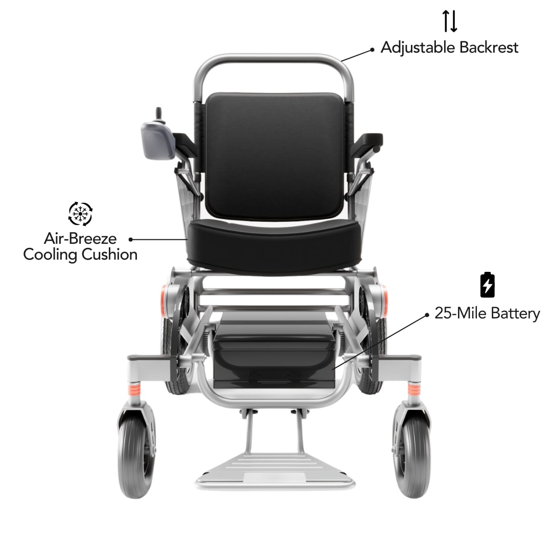 Premium Foldable Electric Wheelchair - Long Range & Lightweight Comfort - Ghost Mobility