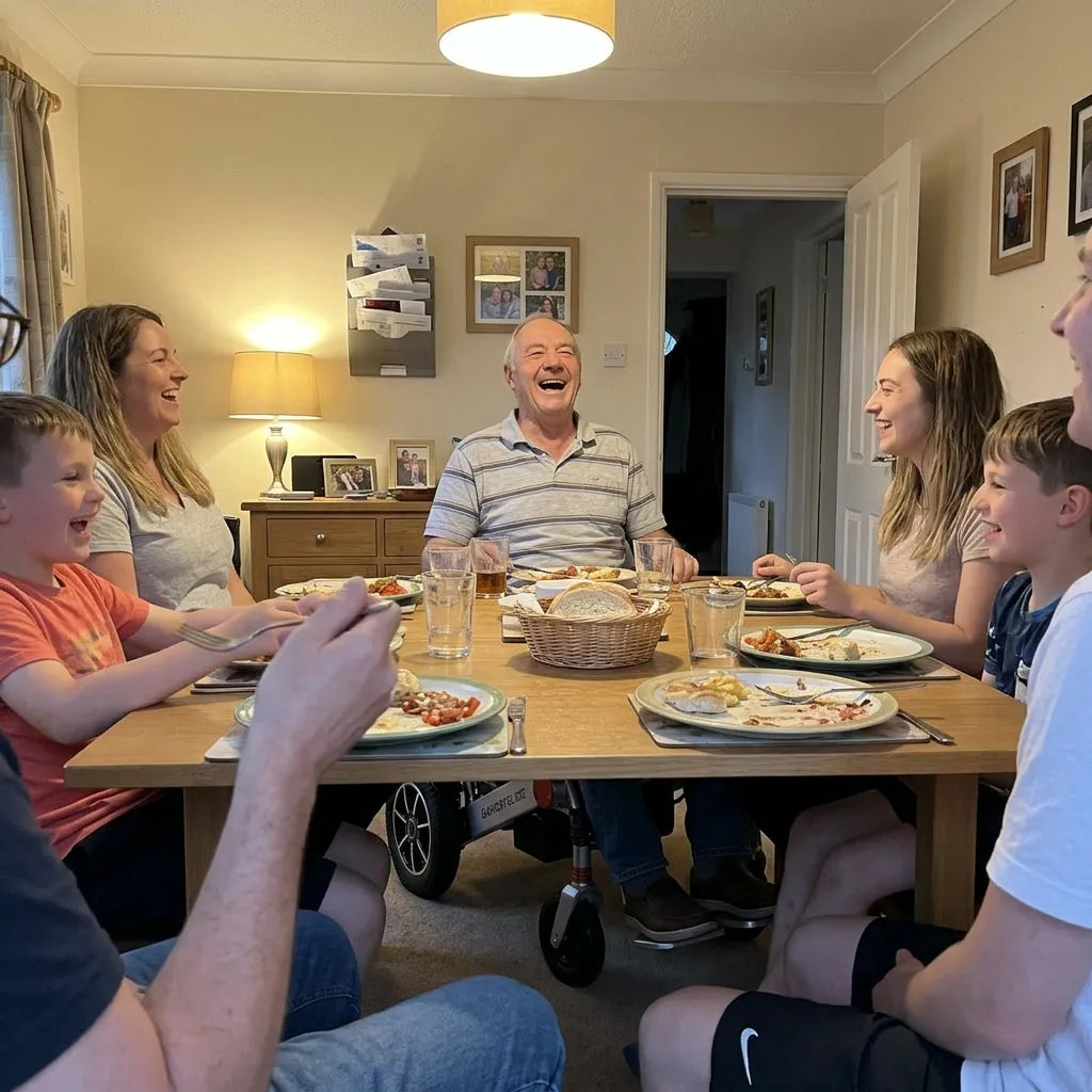 Family dinner with senior man included at the table